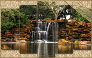  Природная PSD модульная картинка - Прекрасный водопад 