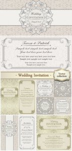  Baroque wedding invitation card in old-fashioned style 