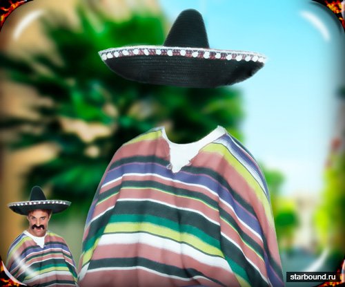 Шаблон для фотографии - Мексиканец в шляпе