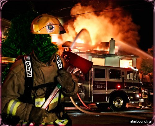 Смешной шаблон для фотомонтажа - Пожарник на пожаре