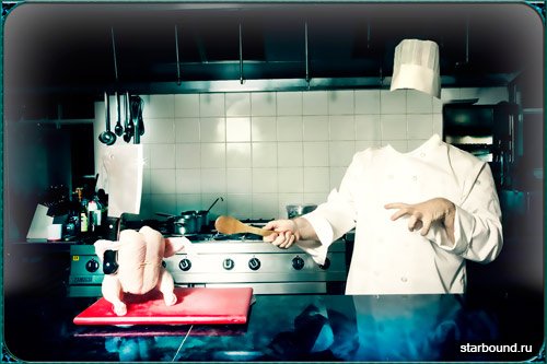 Шаблон фотошоп для фото - Курица с ножом