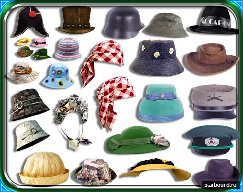Png для Photoshop -  Шляпы, фуражки, касски, панамки