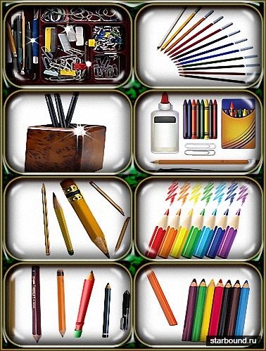 Прозрачный png - Цветные и простые карандаши